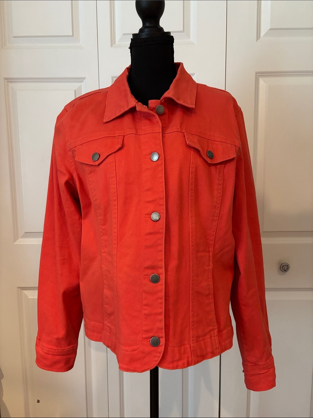 Charter Club Dark Orange Button-Front Jean Jacket - Picture 1 of 7